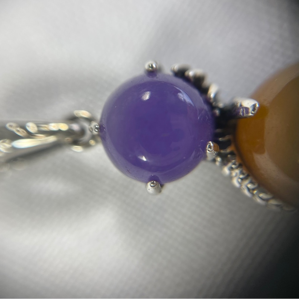 Jade Sterling Silver Tri-color Pendant Chakra 18" Necklace - Picture 9 of 16